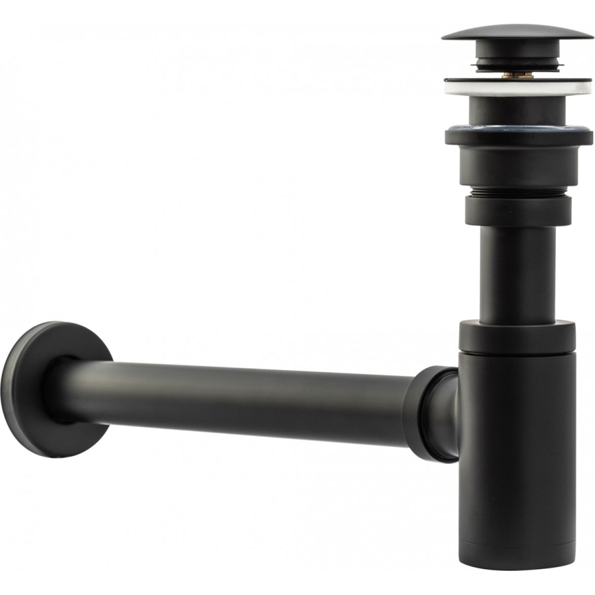 REA-A5215 - Siphon pour lavabo avec bonde CLICK-CLACK Ø 6,4 cm, noir mat