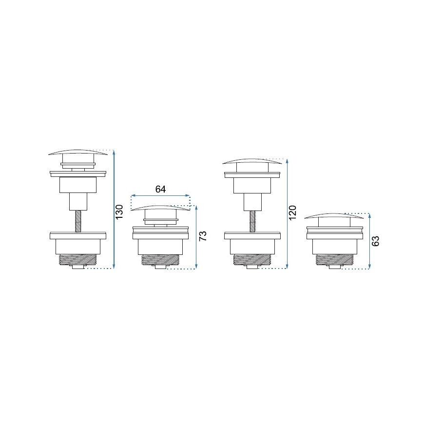 REA-A533A - CLICK-CLACK wastafelafvoer met een diameter van 6,4 cm, roségoud