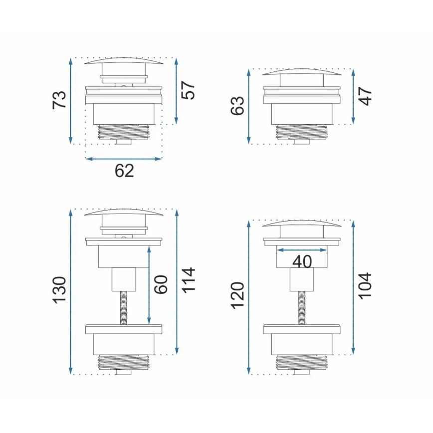 REA-A5632 - Bonde pour lavabo CLICK-CLACK Ø 6,4 cm, cuivre brossé