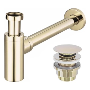 REA-A5692 - Siphon de lavabo avec bonde CLICK-CLACK Ø 6,4 cm doré