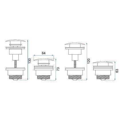 REA-A6000 - Bonde CLICK-CLACK pour lavabo Ø 6,4 cm, nickel brossé