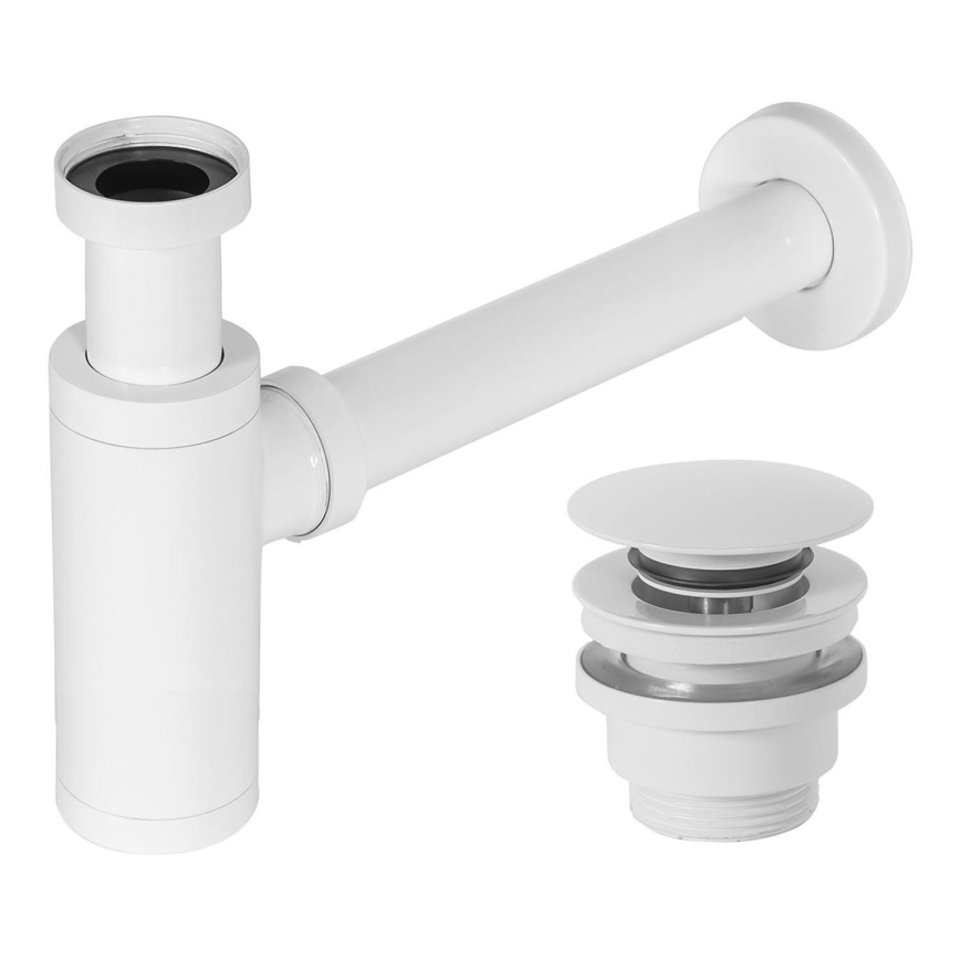 REA-A6952 - Siphon pour lavabo avec bonde CLICK-CLACK, Ø 6,4 cm, blanc