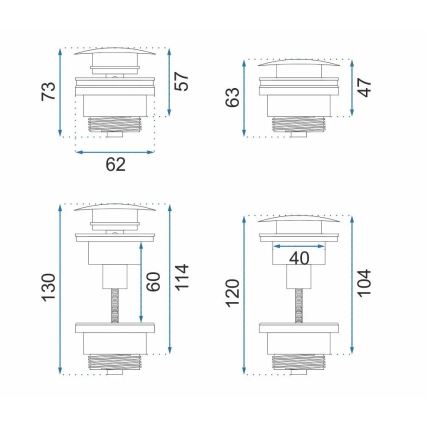 REA-A8110 - Bonde pour lavabo CLICK-CLACK Ø 6,4 cm dorée