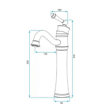 REA-B0227 - Mitigeur de lavabo VINTAGE OLD 31 cm noir