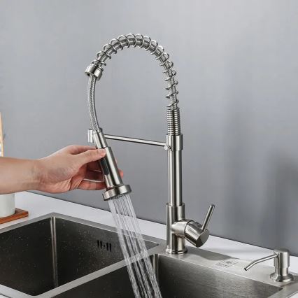REA-B0417 - Mitigeur d'évier COLIN 42,5 cm avec douchette extractible nickel
