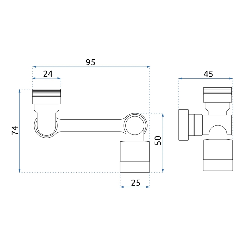 REA-B0660 - Draaibaar opzetstuk voor wastafelkraan, glanzend chroom