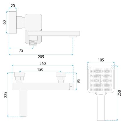 REA-B0979 - Ensemble pour baignoire ARLO doré brossé