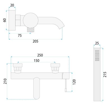 REA-B0980 - Ensemble pour baignoire LUNGO DIAMOND, finition cuivre