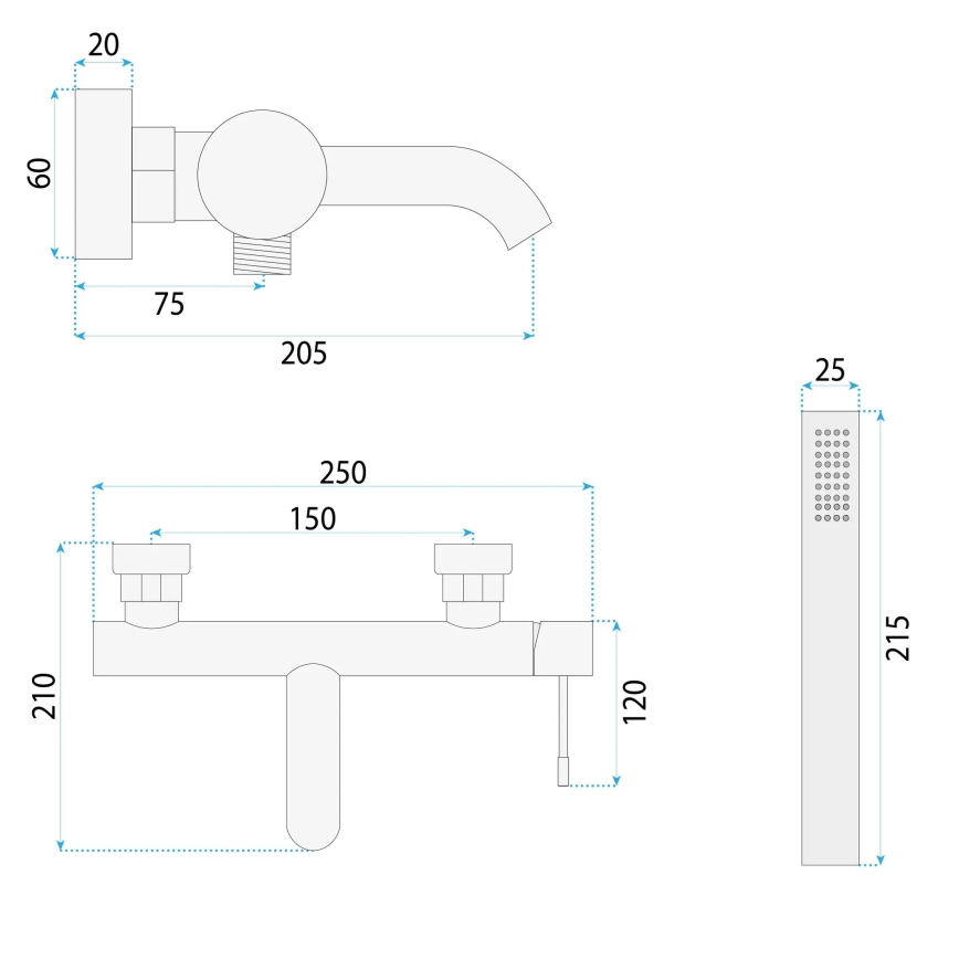 REA-B0980 - Ensemble pour baignoire LUNGO DIAMOND, finition cuivre
