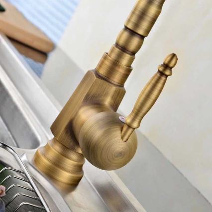 REA-B2150 - Wastafelmengkraan BONA 28,5 cm geborsteld goud