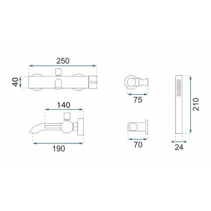 REA-B2352 - Kit de baignoire LUNGO, finition titane