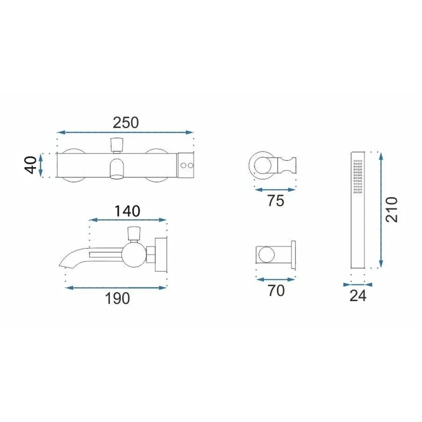 REA-B2352 - Kit de baignoire LUNGO, finition titane