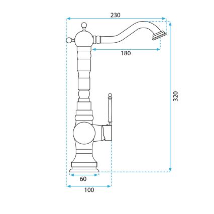 REA-B2500 - Mitigeur pour lavabo VENICE 32 cm doré brossé