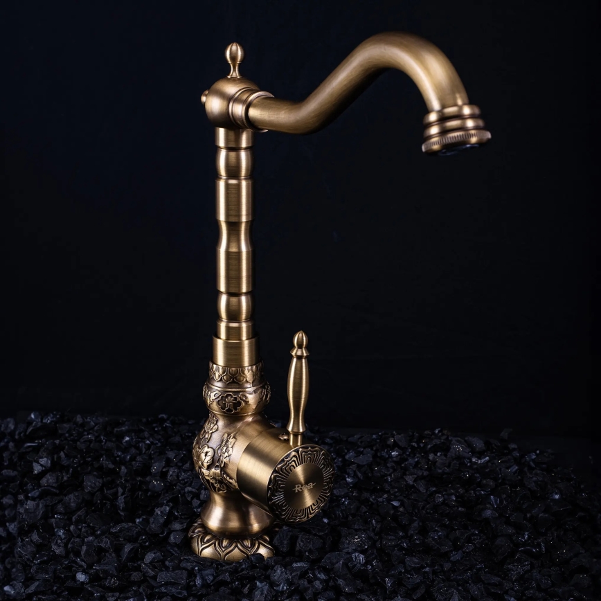 REA-B2500 - Mitigeur pour lavabo VENICE RETRO 32 cm, finition dorée brossée