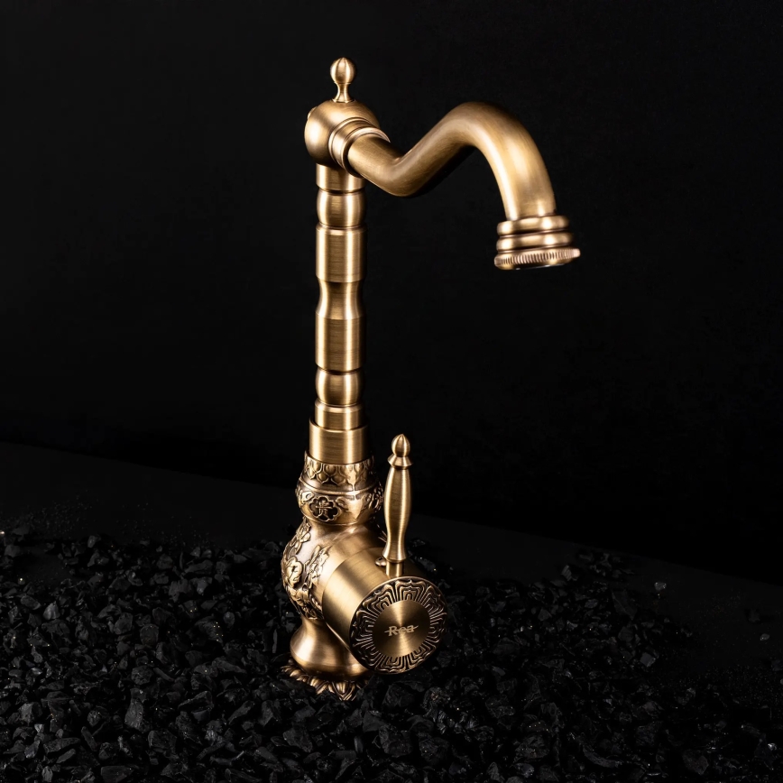 REA-B2500 - Mitigeur pour lavabo VENICE RETRO 32 cm, finition dorée brossée