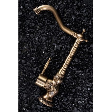 REA-B2500 - Mitigeur pour lavabo VENICE RETRO 32 cm, finition dorée brossée