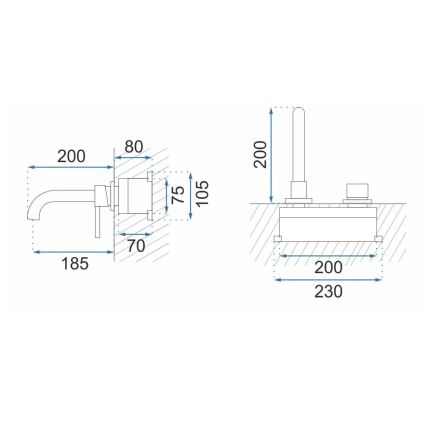 REA-B4109 - Mitigeur pour lavabo encastrable LUNGO, finition dorée brossée