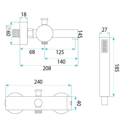 REA-B4525 - Ensemble pour baignoire PIXEL, finition chrome brillant