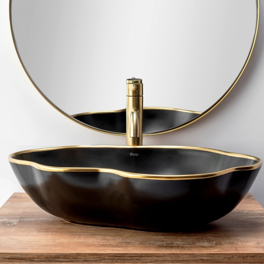 REA-B4526 - Wastafelkraan LUNGO 28 cm geborsteld goud