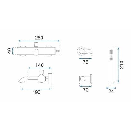 REA-B4567 - Ensemble de robinetterie pour baignoire LUNGO en cuivre brossé