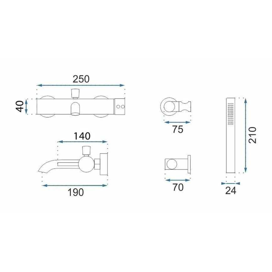 REA-B4567 - Ensemble de robinetterie pour baignoire LUNGO en cuivre brossé