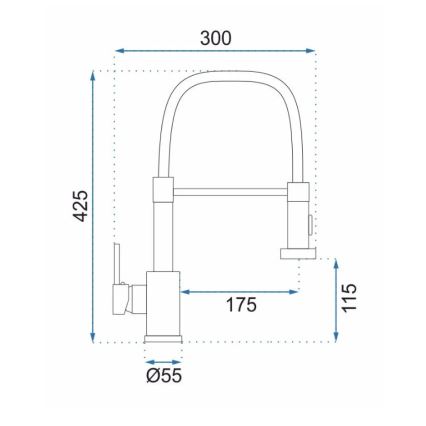 REA-B4820 - Keukenkraan met uittrekbare sproeikop COLIN 42,5 cm zwart