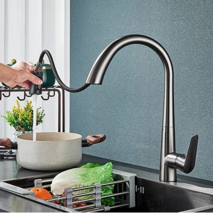 REA-B5314 - Keukenkraan met uittrekbare sproeikop ROSS 43 cm nikkel