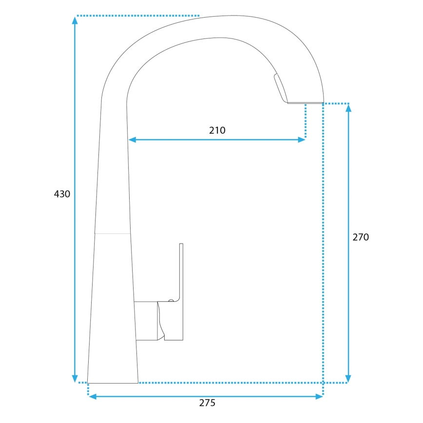 REA-B5314 - Mitigeur d'évier ROSS avec douchette extractible, 43 cm, nickel
