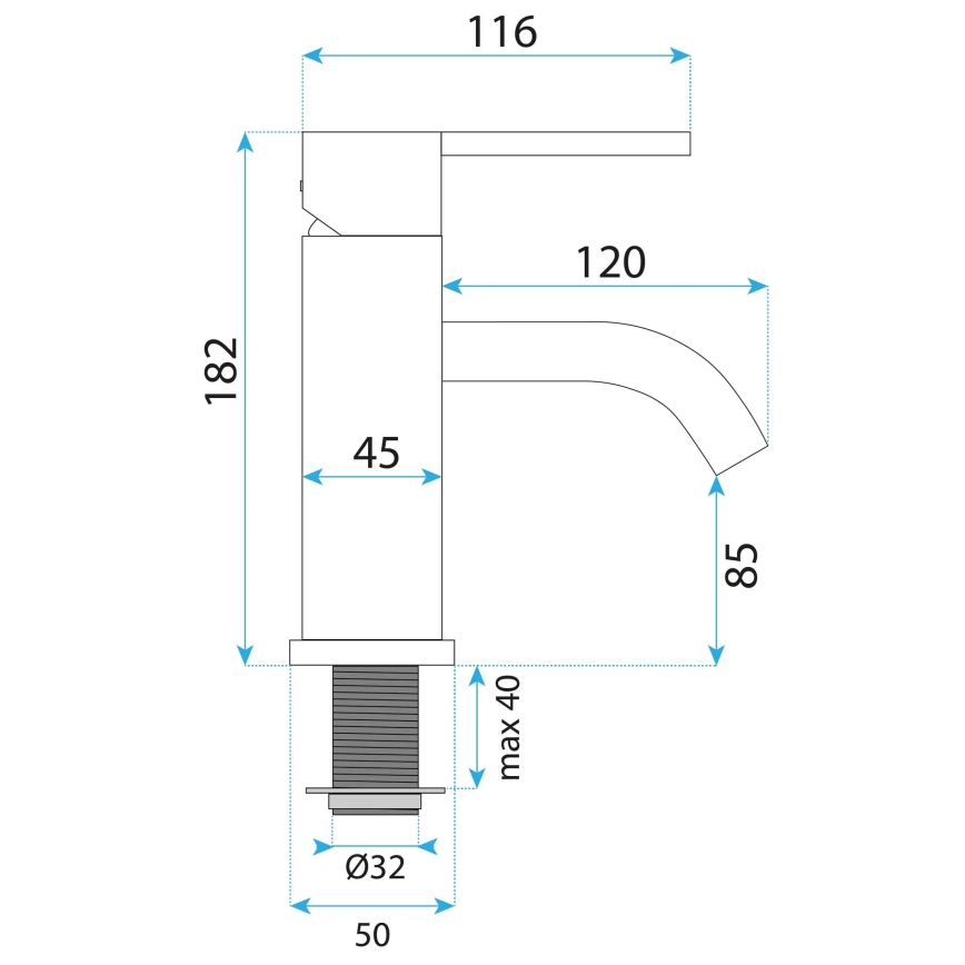 REA-B5504 - Mitigeur pour lavabo ONTARIO 17,5 cm noir