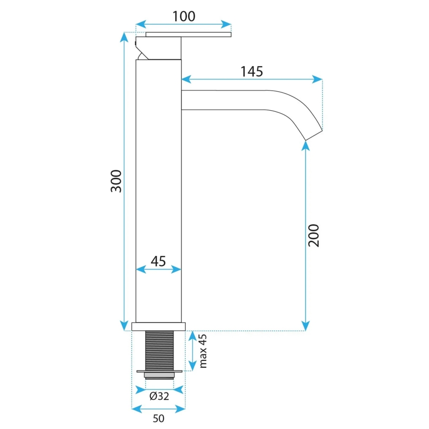 REA-B5511 - Wastafelmengkraan ONTARIO 30 cm titanium