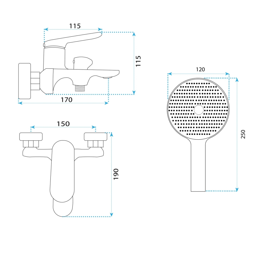 REA-B5942 - Kit de robinetterie pour baignoire MARCO, finition or brossé