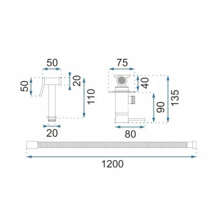 REA-B6311 - Bidetmengkraan met handdouche voor inbouwmontage LUNGO, geborsteld goud
