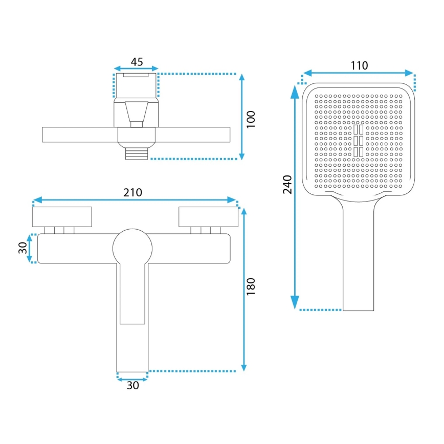 REA-B6407 - Badset met mengkraan ARGUS, mat zwart