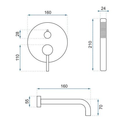 REA-B6440 - Kit de baignoire avec mitigeur encastré LUNGO blanc mat