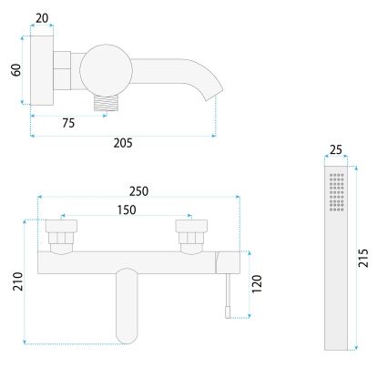 REA-B6448 - Ensemble pour baignoire LUNGO DIAMOND doré