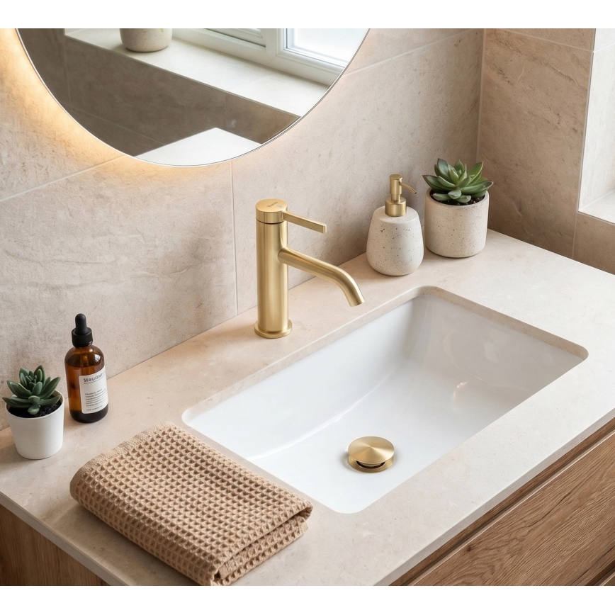REA-B6533 - Wastafelkraan RIVO 16,5 cm geborsteld goud
