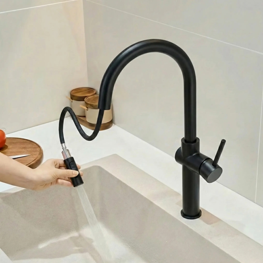 REA-B7200 - Mitigeur d'évier avec douchette extractible FRESH 45 cm noir