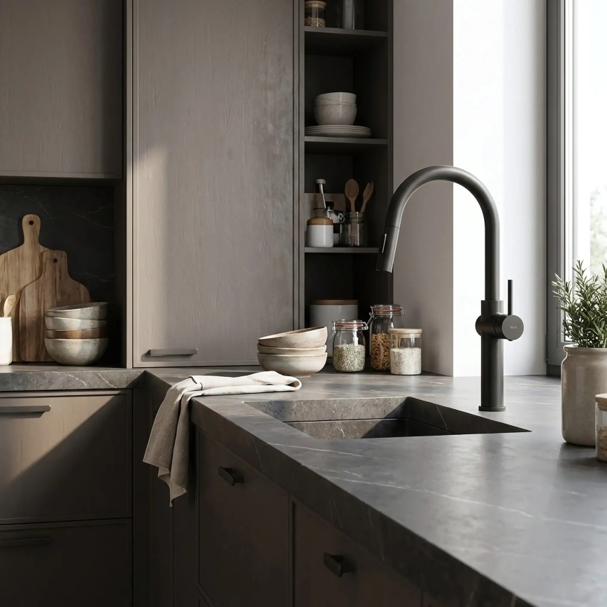 REA-B7200 - Mitigeur d'évier avec douchette extractible FRESH 45 cm noir