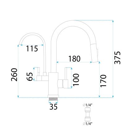 REA-B7564 - Keukenkraan met uittrekbare sproeier en ECO FRESH-filter, 37,5 cm mat zwart