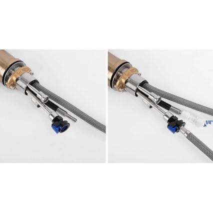 REA-B7596 - Keukenkraan met uittrekbare handdouche en ECO FRESH-filter, 37,5 cm, geborsteld goud