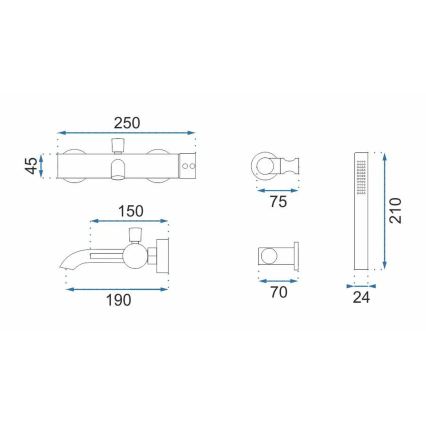 REA-B8030 - Ensemble pour baignoire LUNGO blanc mat