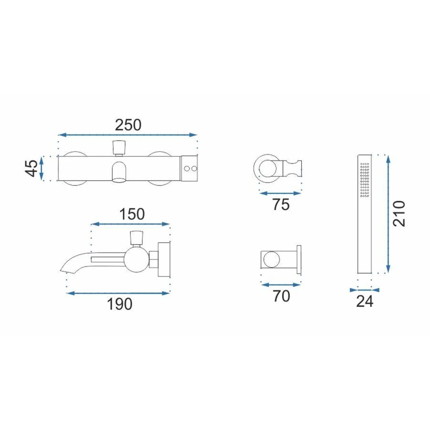 REA-B8030 - Ensemble pour baignoire LUNGO blanc mat