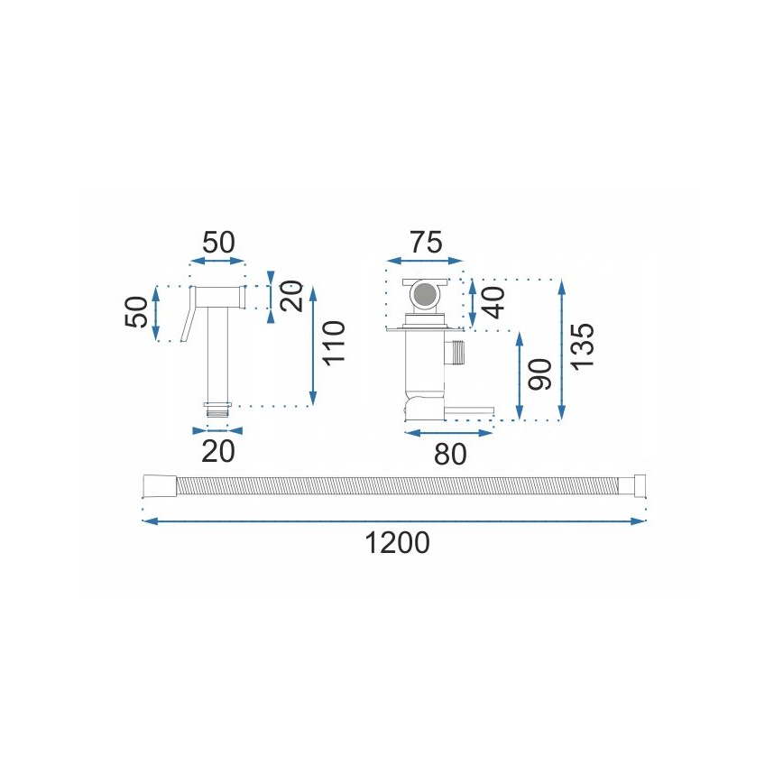 REA-B8979 - Bidetkraan met bidetdouche voor inbouwmontage LUNGO, goud