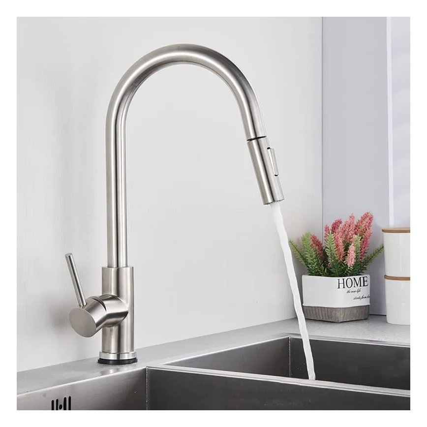REA-B9146 - Keukenkraan FRESH 39,5 cm met uittrekbare uitloop nikkel