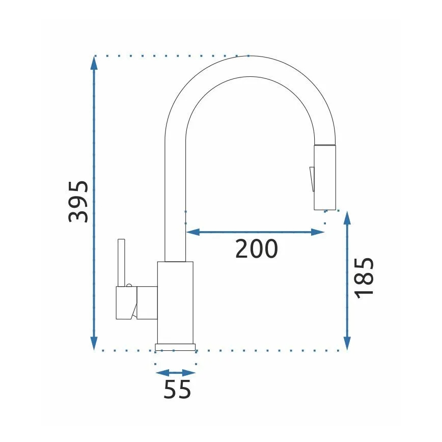 REA-B9146 - Keukenkraan FRESH 39,5 cm met uittrekbare uitloop nikkel