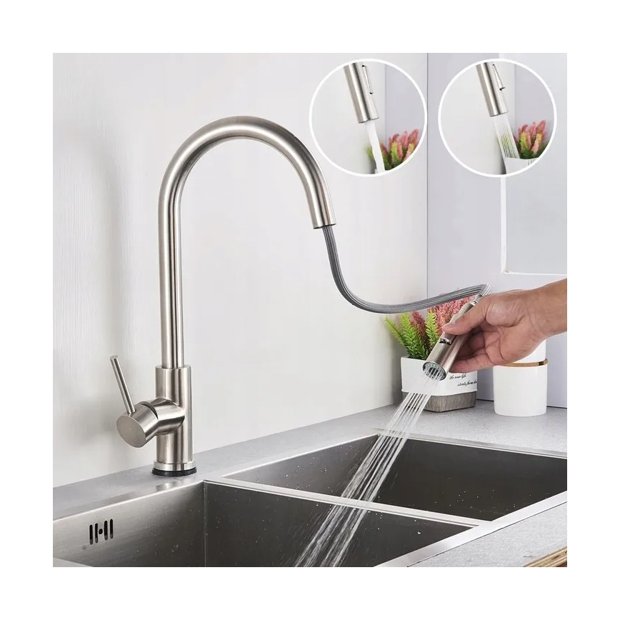 REA-B9146 - Mitigeur d'évier à douchette extractible FRESH 39,5 cm nickel