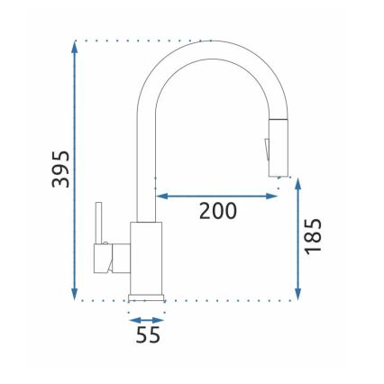 REA-B9147 - Keukenkraan met uittrekbare handdouche FRESH 39,5 cm mat zwart