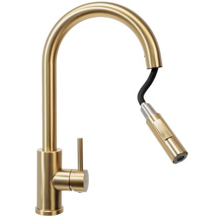 REA-B9148 - Mitigeur d'évier FRESH avec douchette extractible, 39,5 cm, finition dorée brossée