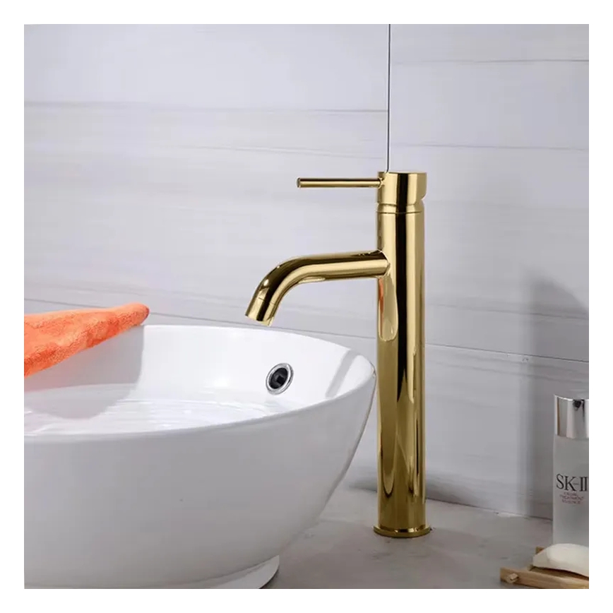 REA-B9409 - Wastafelkraan LUNGO 28 cm goudkleurig