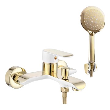 REA-B9932 - Badkraanset BLOOM mat wit/goud